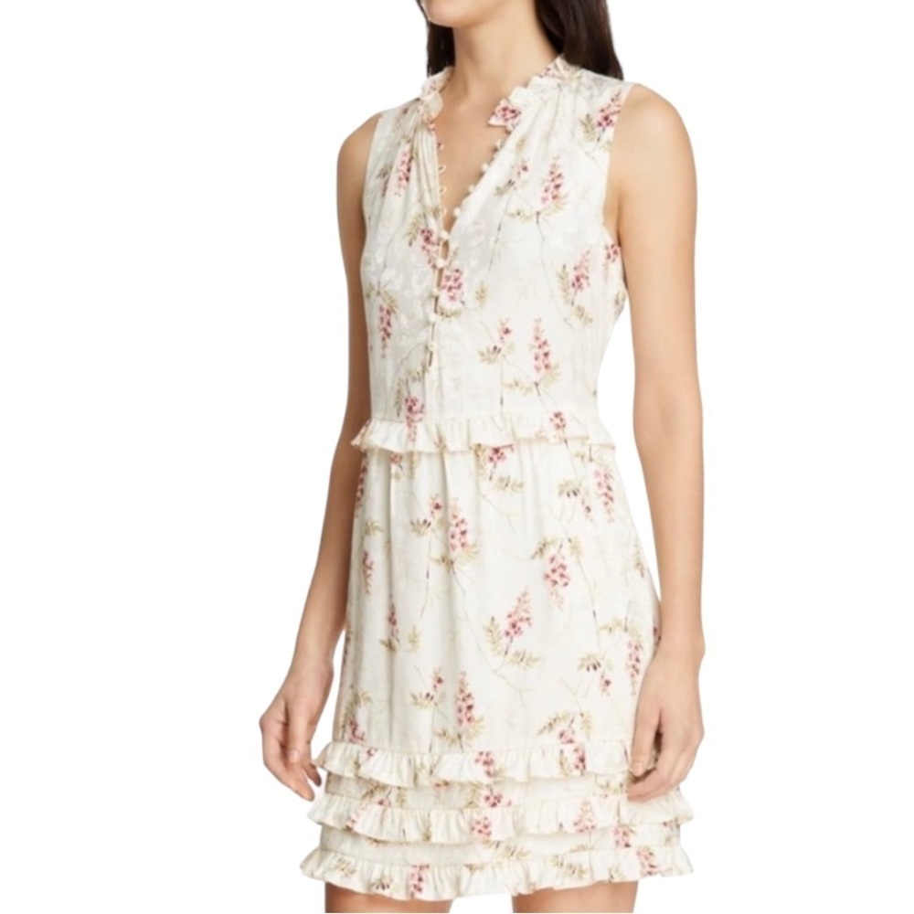 Rebecca Taylor Ivie Silk Floral Tiered Ruffle Shift Dress Women’s 8 NWT - Picture 1 of 16